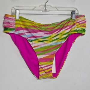 NWT Becca pink yellow green bikini bottom 2X